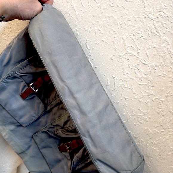PRADA TESSOTO  rare NYLON POCKETED TOTE  grayish blue - Picture 8 of 10